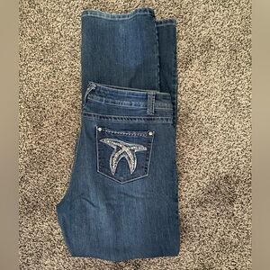 Daniel Jeans 13 14 Stretch Blue Denim Bling Rhinestone Accents